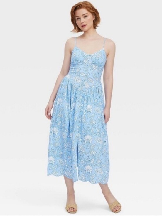 Roller Rabbit Dresses & Skirts - NWT Roller Rabbit x Target Blue & White Floral Basque Waist Midi Maxi Dress XXL